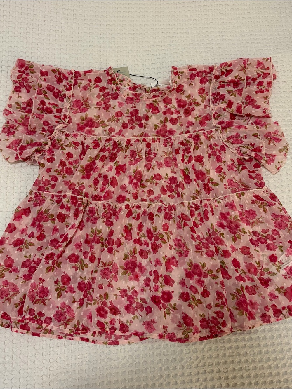 Pink Floral Ruffle Top